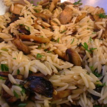 Asiago Herb Orzo with Sauteed Mushrooms
