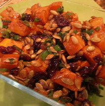 Warm Roasted Sweet Potato Salad with Mango Chutney Dressing