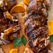 grilled pork tenderloin drizzled with a spicy chipotle sauce