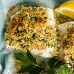 baked cod with panko, lemon and parsley