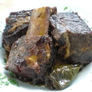 Korean short ribs with jalapeno made in a slow cooker.