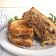 patty melt with caramelized onions and melting cheese