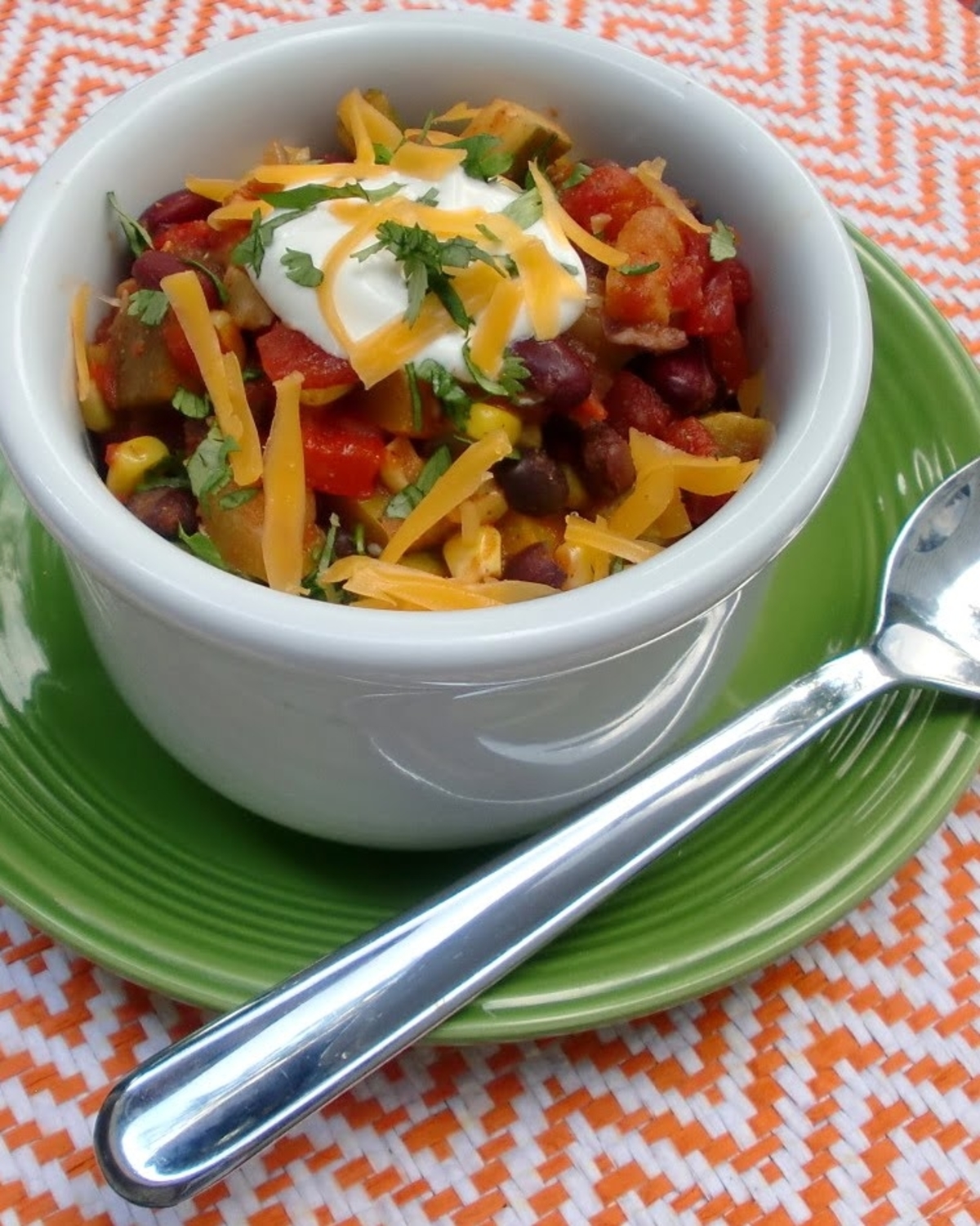 bowl of vegetable chili with beans