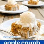apple crumb bar topped with ice cream