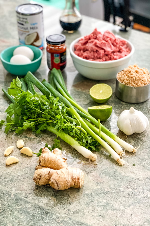 ingredients for Thai meatballs