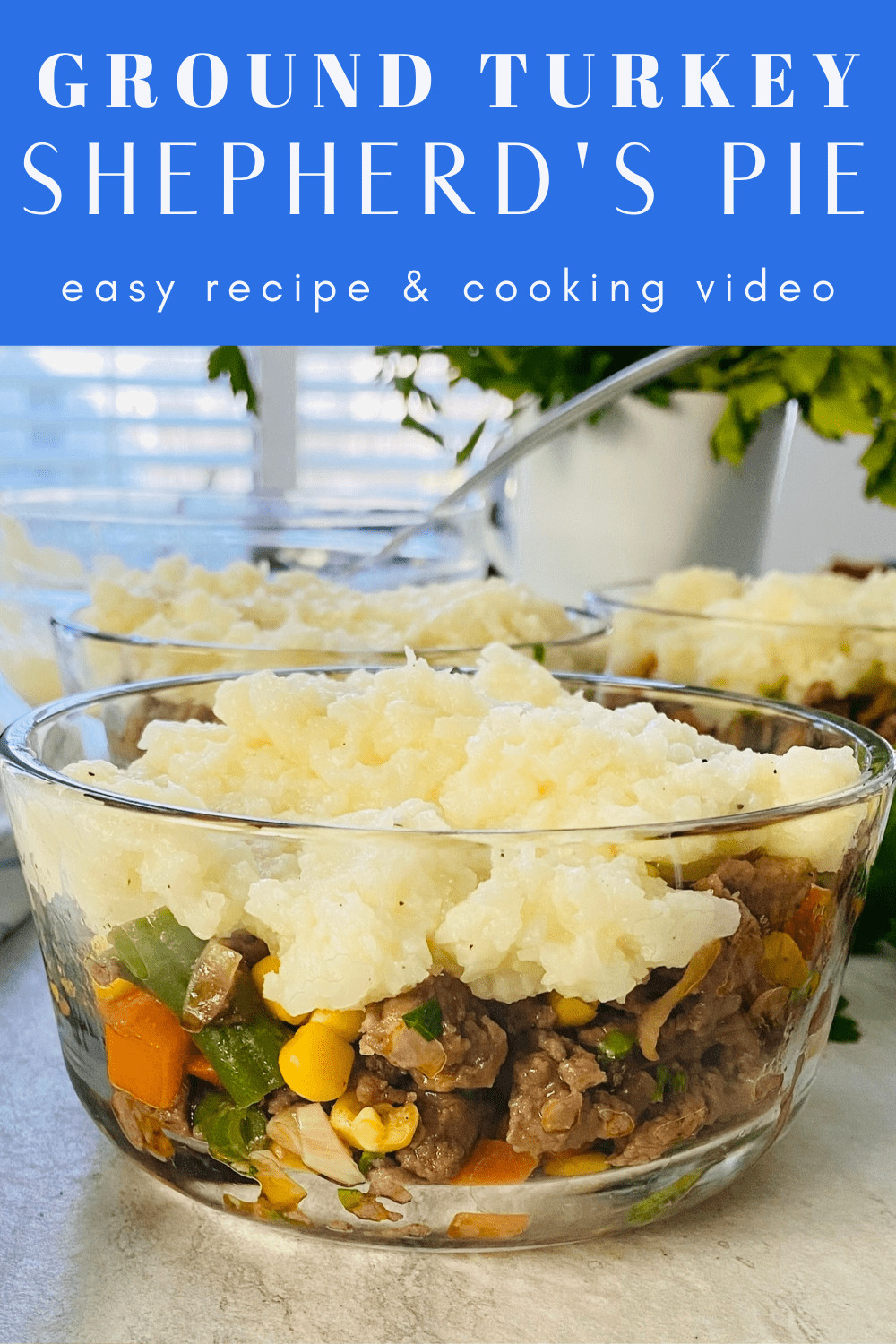 single serving of ground turkey shepherd's pie