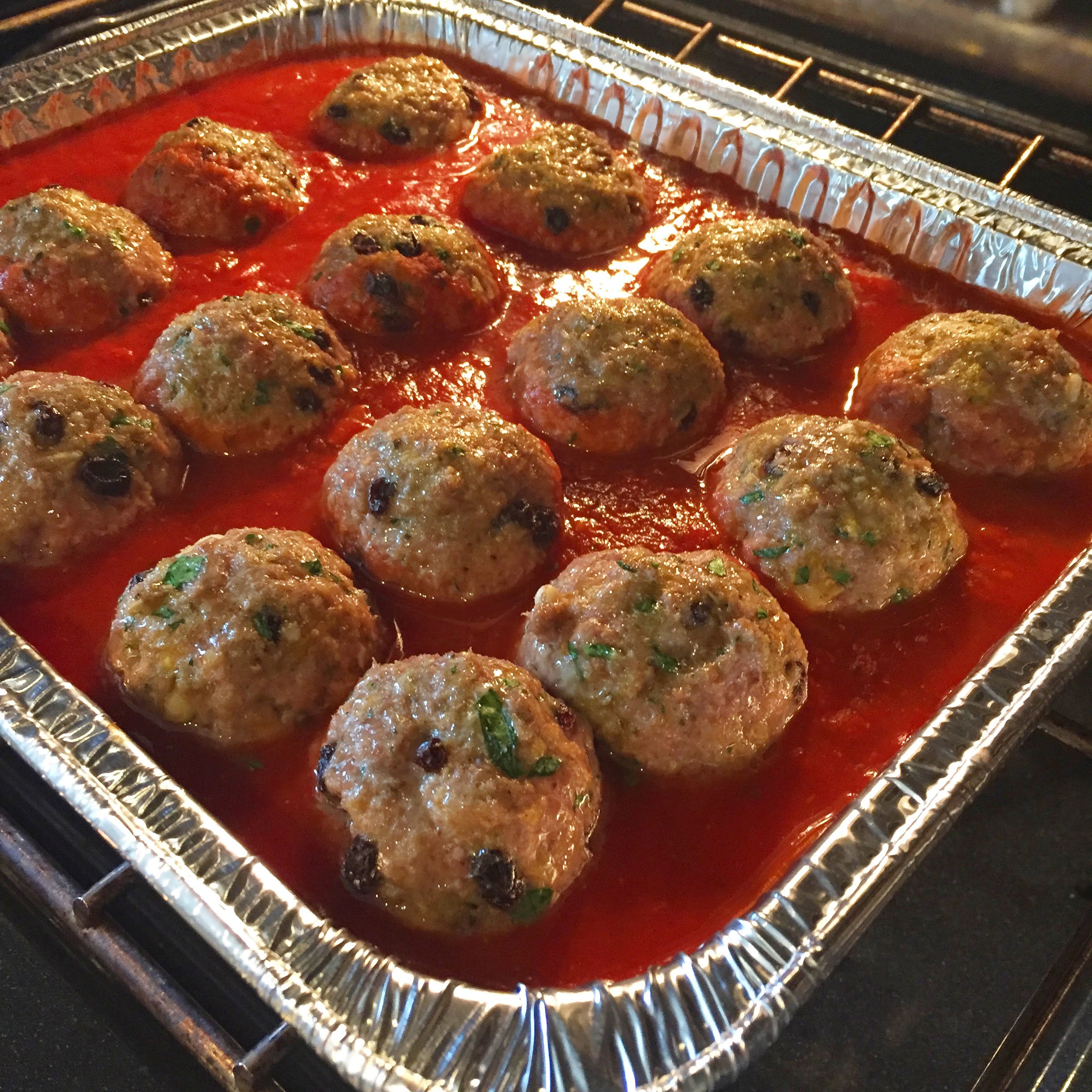 Sicilian meatballs with homemade basil marinara sauce