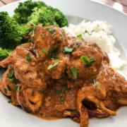 Butter chicken with basmati rice and steamed broccoli