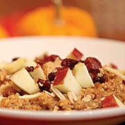 Spiced pumpkin breakfast quinoa in a bowl.