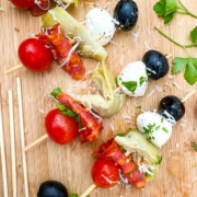 skewers with antipasto ingredients