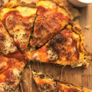 stuffed pizza with Italian sausage and mozzarella