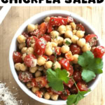 a salad made with chickpeas, parmesan cheese and fresh tomatoes.