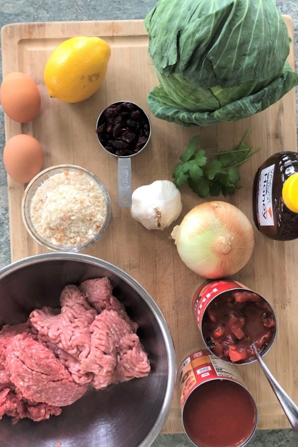 ingredients for cabbage roll meatballs