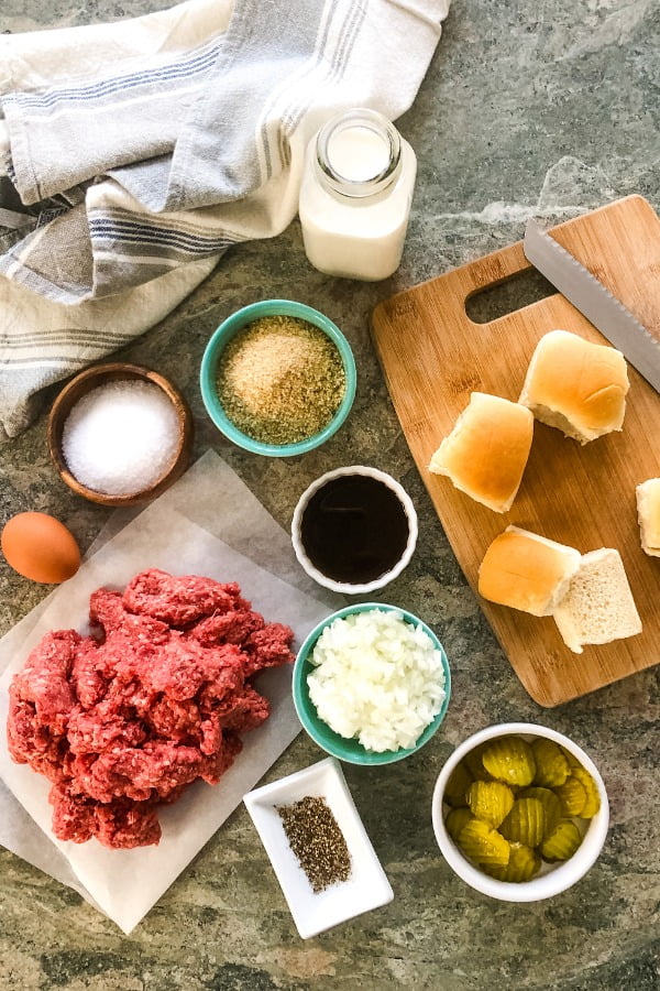 ingredients for cheeseburger sliders recipe 