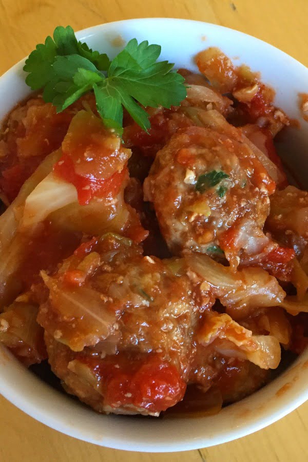 closeup of meatballs in bowl