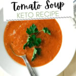 keto tomato soup in a white bowl.