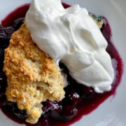 single serving of an easy blueberry cobbler recipe