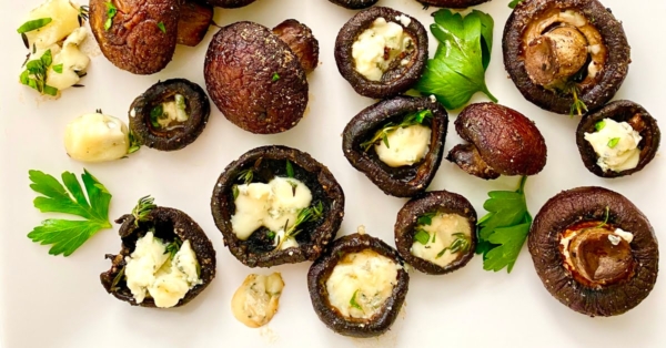 baked mushrooms filled with blue cheese