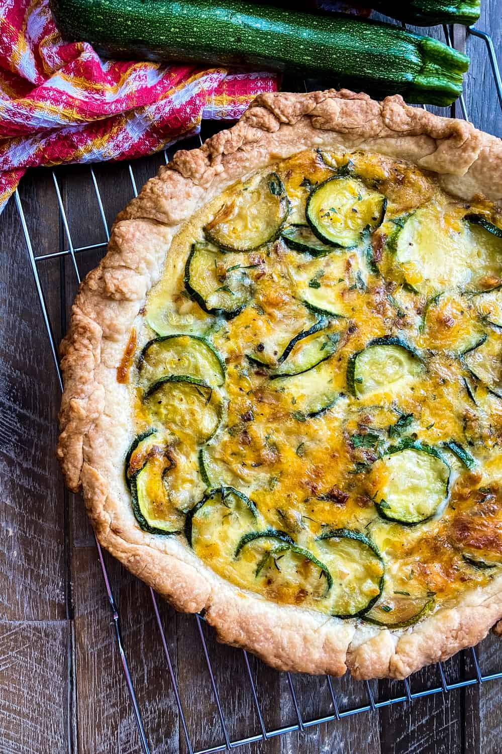 a savory pie with fresh zucchini with cheese
