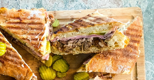 slice Cuban sandwich