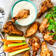 baked chicken wings with blue cheese dip