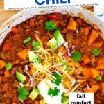 A large pot of butternut squash chili.