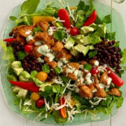 an entrée Southwest Salad with chicken and lots of veggies