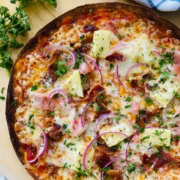 10-inch flour crust topped with ham, bacon, cheese and pineapple