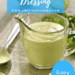 small galss pitcher of cilantro lime dressing