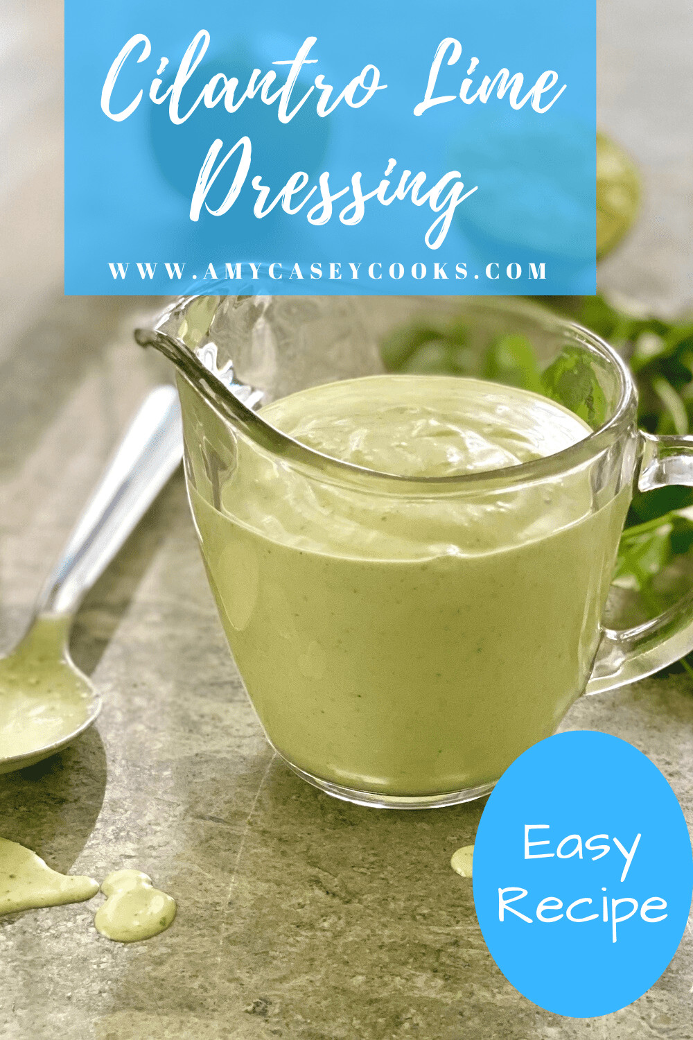 small galss pitcher of cilantro lime dressing