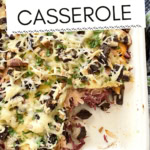 A reuben casserole with corned beef.