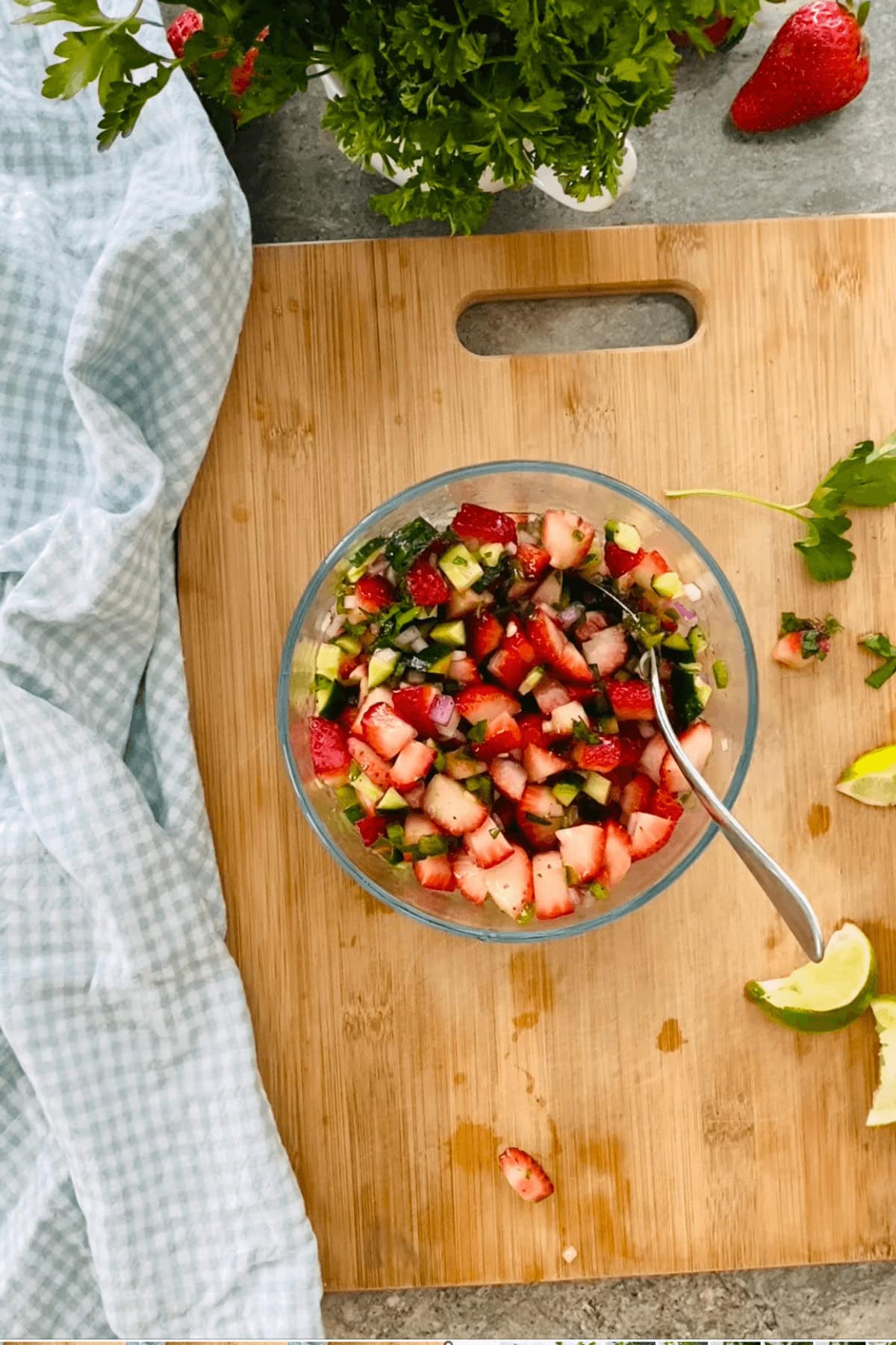 strawberry jalapeno salsa in a bowl.