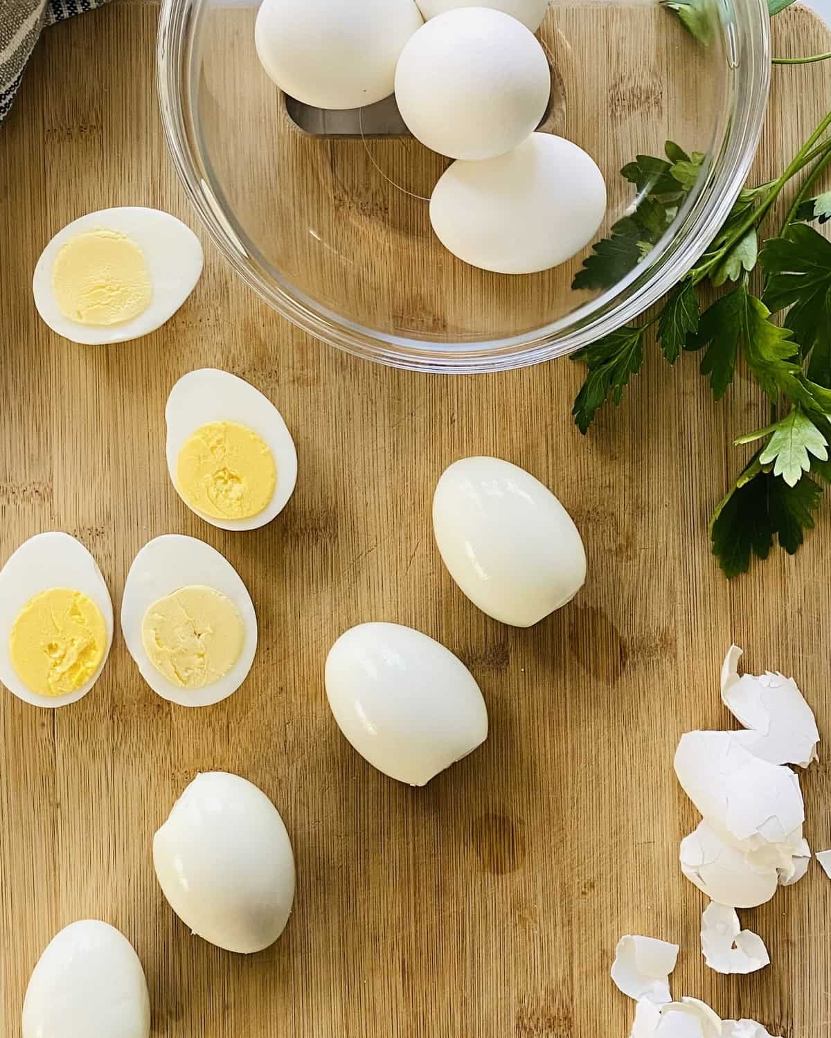 hard boiled eggs and egg shells