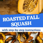 cut fall squash and squash roasted with cinnamon and nutmeg