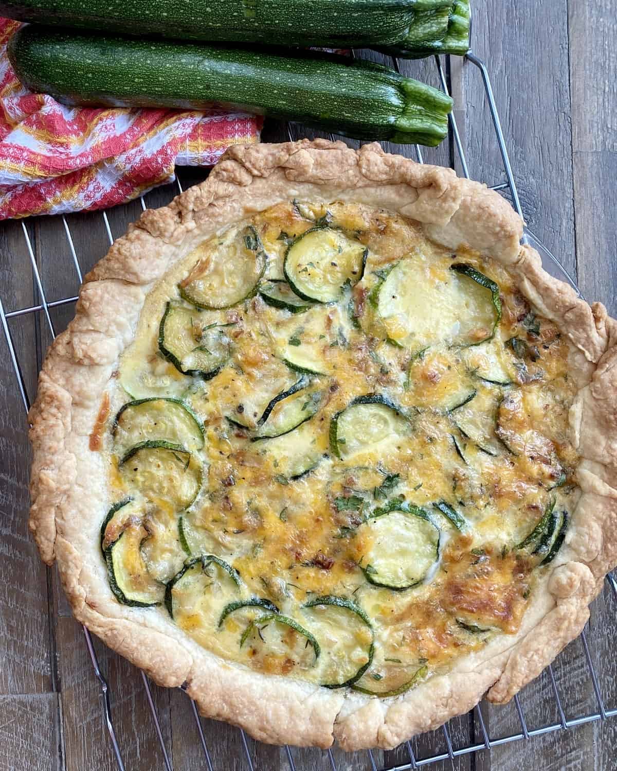a savory pie made with zucchini