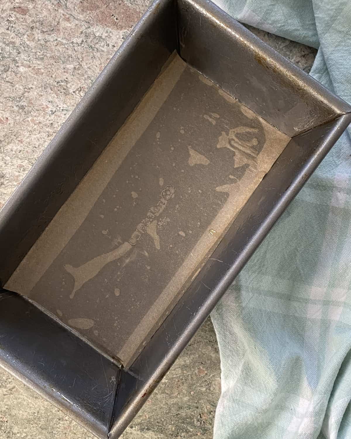lining loaf pan with parchment paper