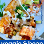 Black bean enchiladas on a fork.