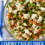 glass bowl filled with cauliflower salad