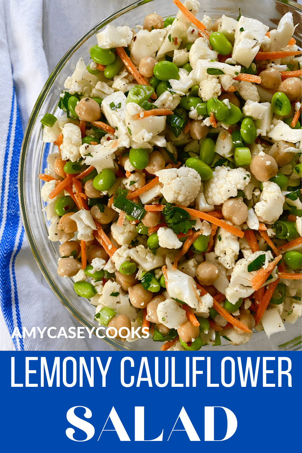 glass bowl filled with cauliflower salad