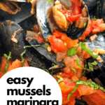 mussels cooked in a homemade marinara