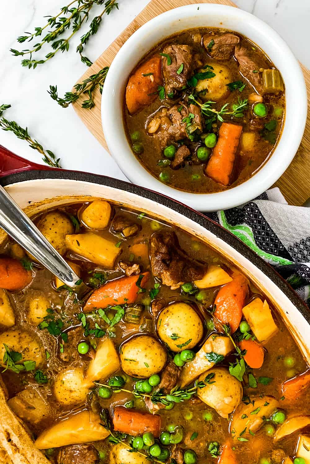 small bowl with hearty dinner