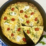 whole baked frittata cut in 8 wedges