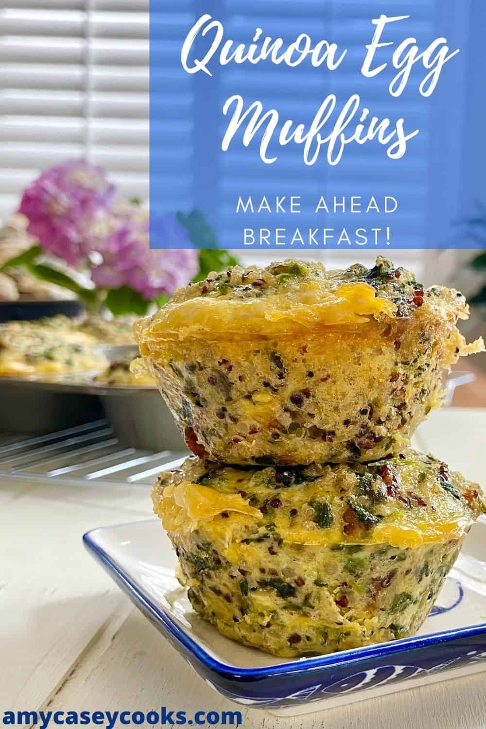 2 quinoa egg muffins stacked on top of each other