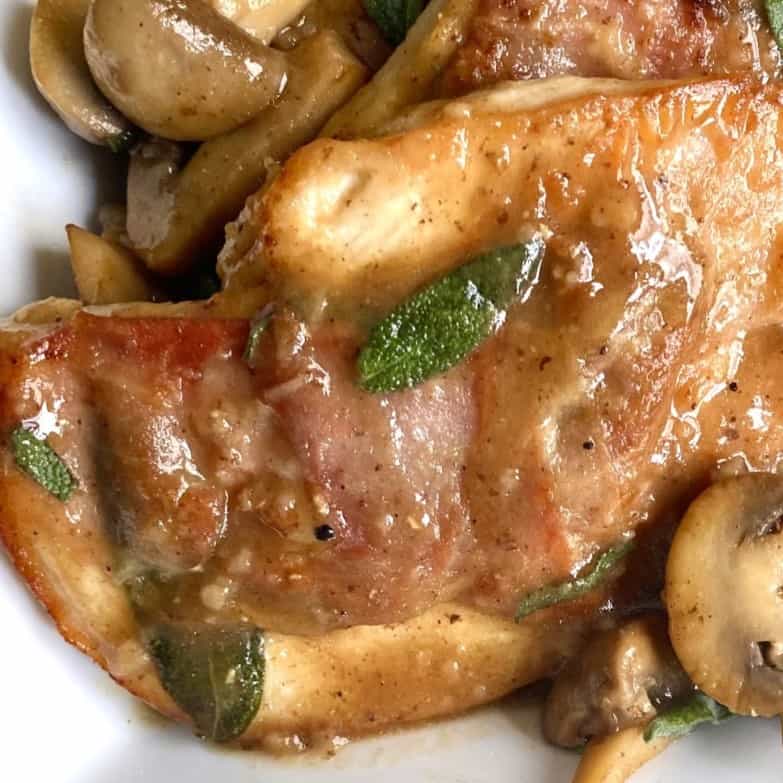 Chicken with Prosciutto, Fresh Sage and Marsala Mushroom Sauce