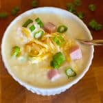 soup with ham, potatoes, scallions and sour cream.