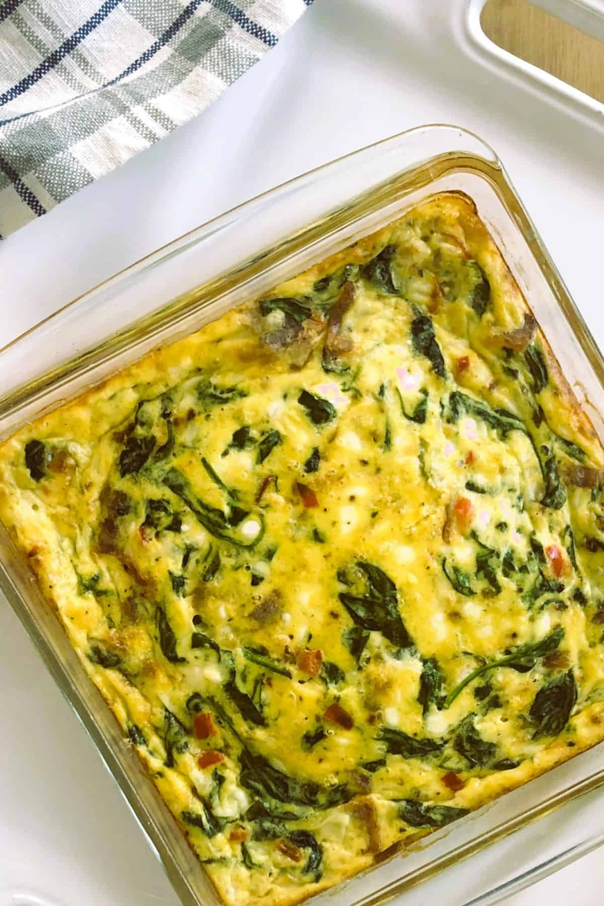 a whole crustless spinach quiche.