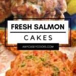 cooked and uncooked fresh salmon cakes.