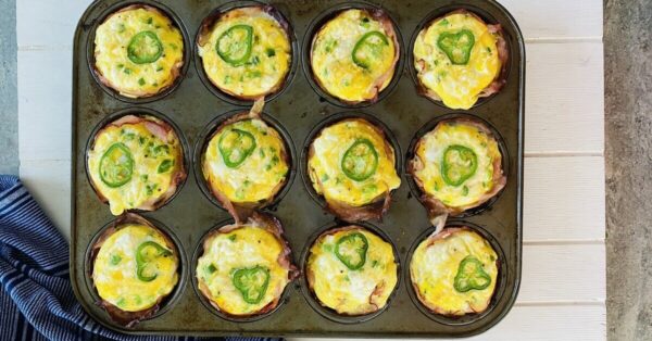 muffin pan with jalapeno egg cups.