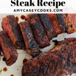 sliced coffee rubbed steak.