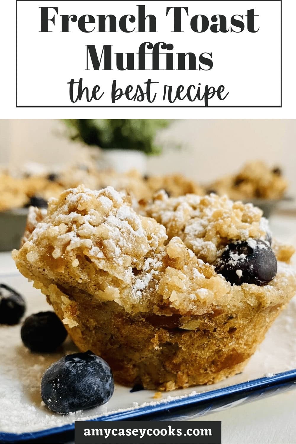 a French toast muffin with powdered sugar.